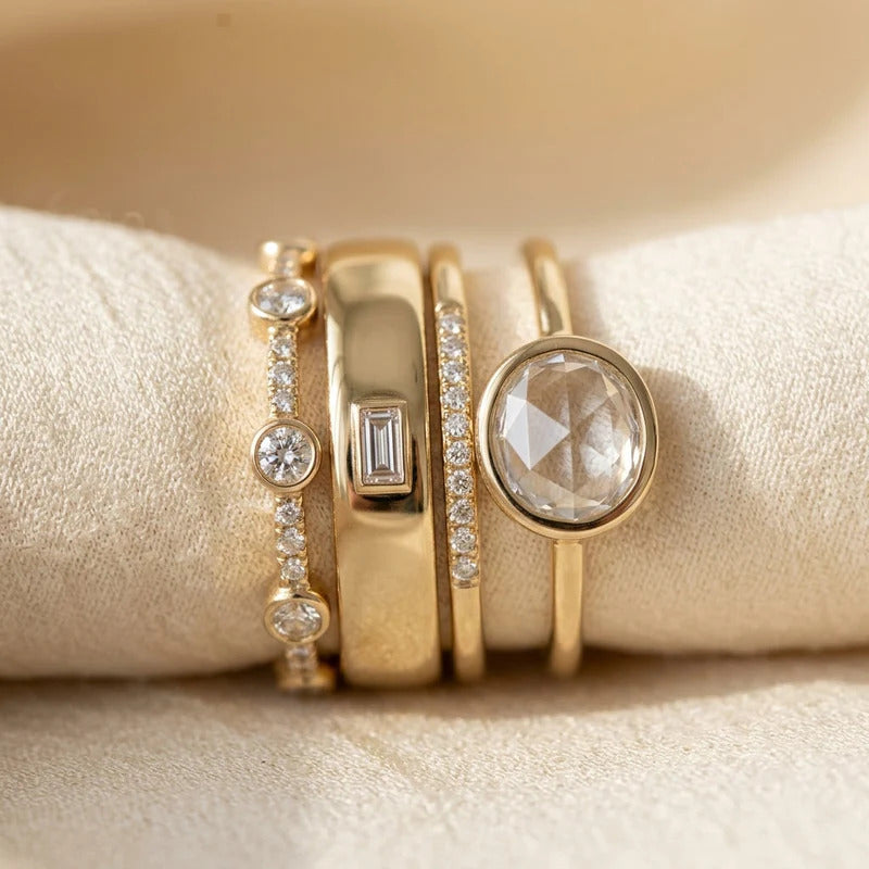 Vintage Gold Zirconia Ring Set