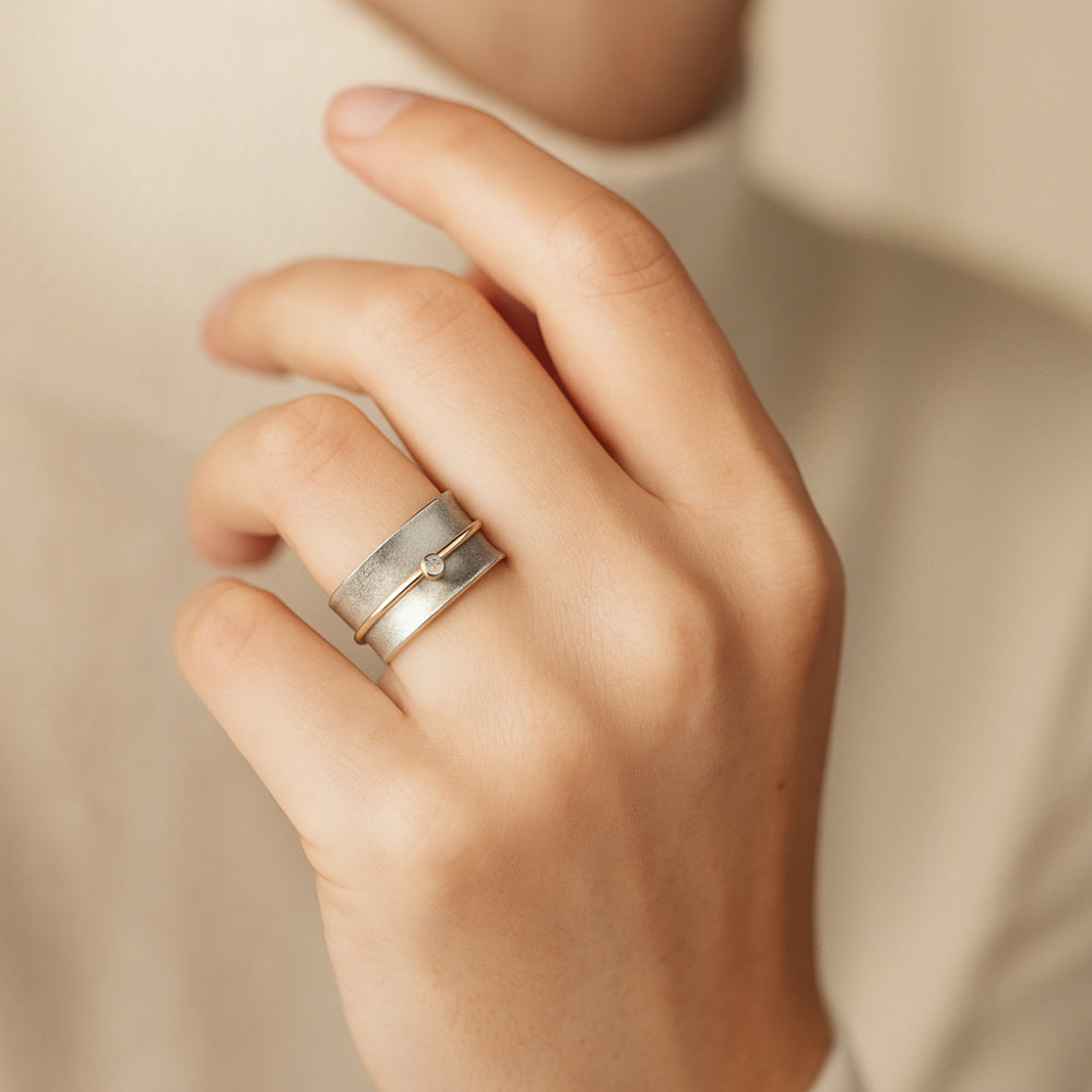 Zirconia Silver Statement Ring