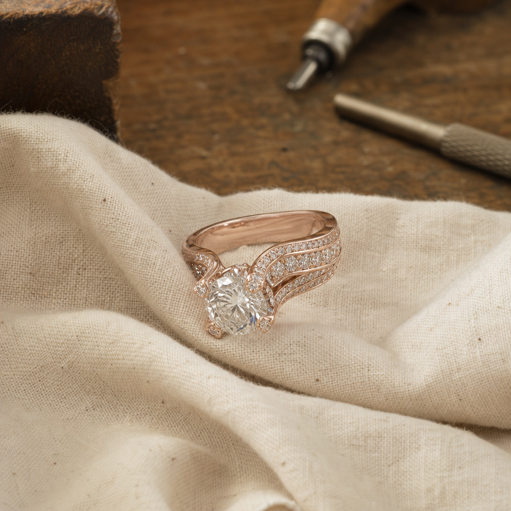 Vintage Zirconia Rose Gold Ring
