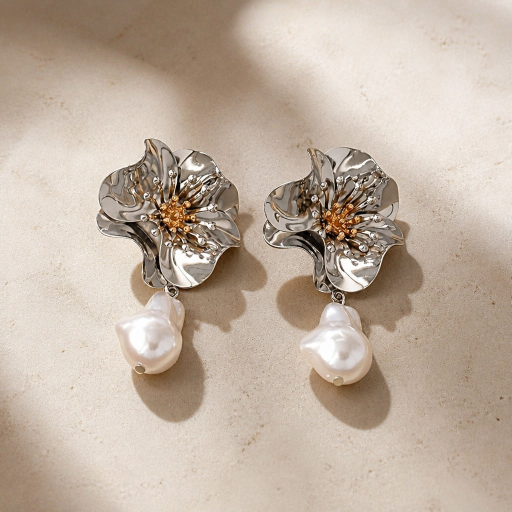 Pearl Enchantment Flower Earrings