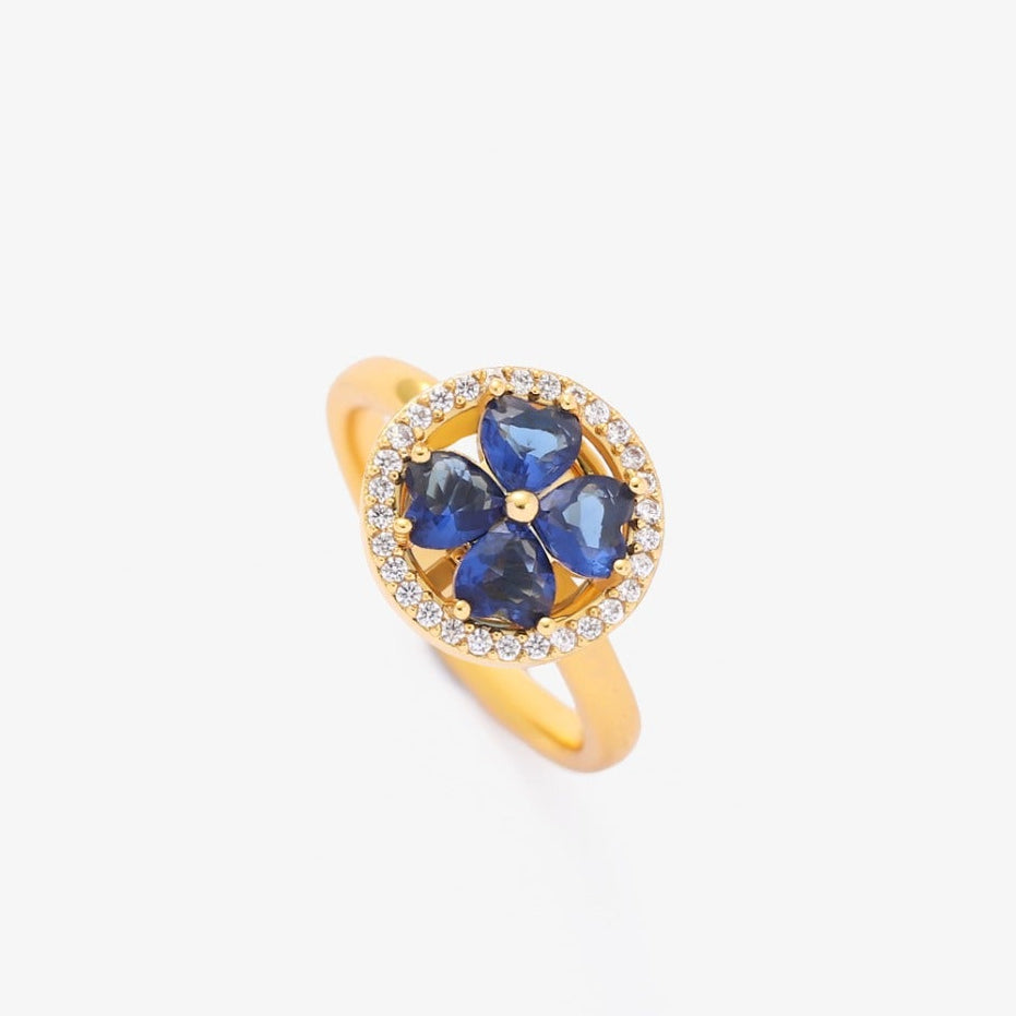 Sapphire Hearts Spinning Gold Ring