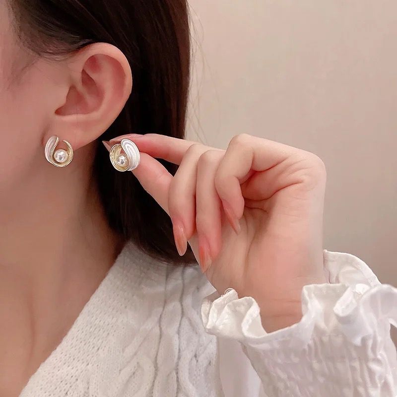 Timeless Gold Pearl Stud Earrings
