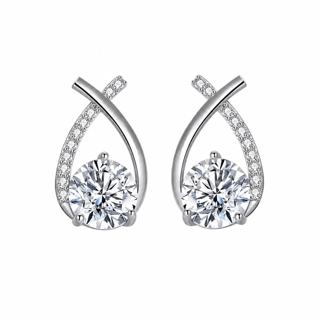 Arielle White Gold Zirconia Earrings