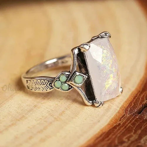 Majestic White Opal Silver Ring