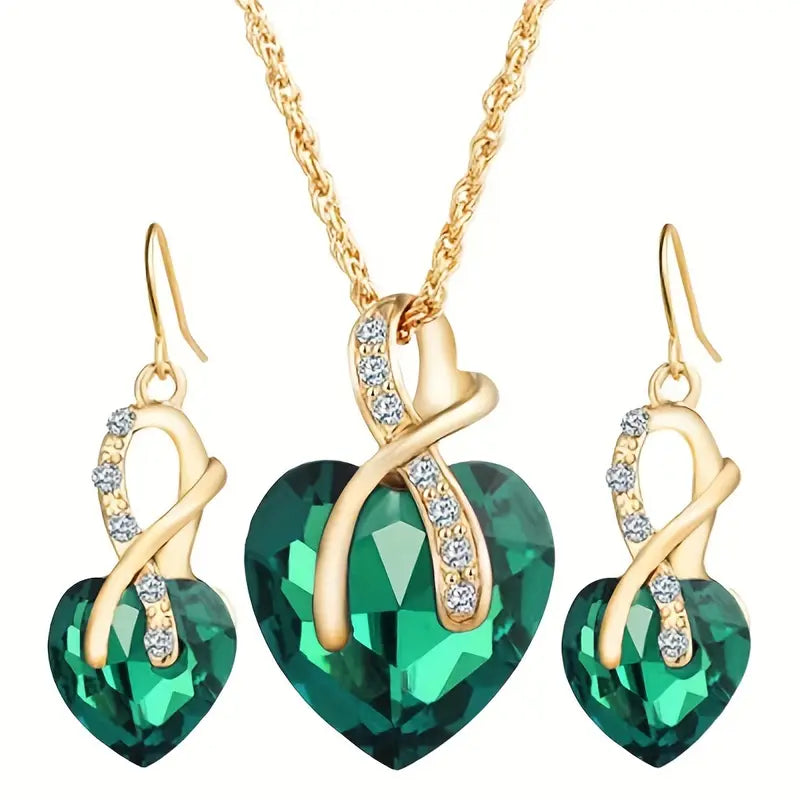 Selena Heart Emerald Set