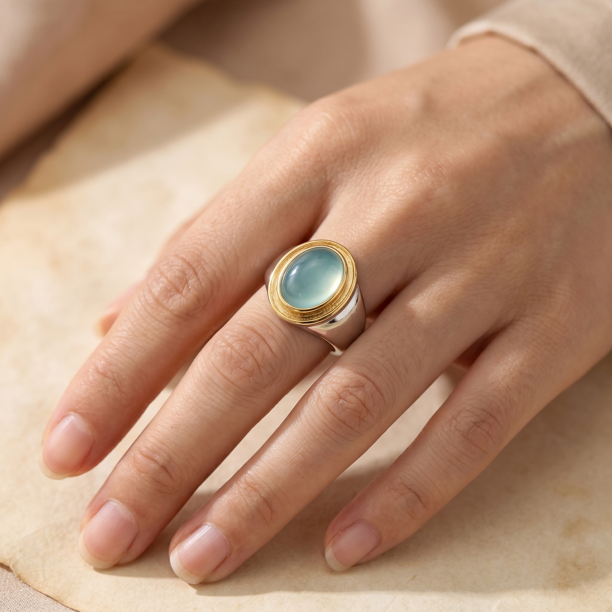 Graceful Green Moonstone Ring