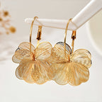 Golden Flower Hoop Earrings