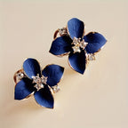 Blue Petal Flower Earrings