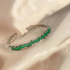 Modern Emerald Zigzag Bangle Bracelet