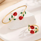 Rose Flower Bracelet and Ring Set