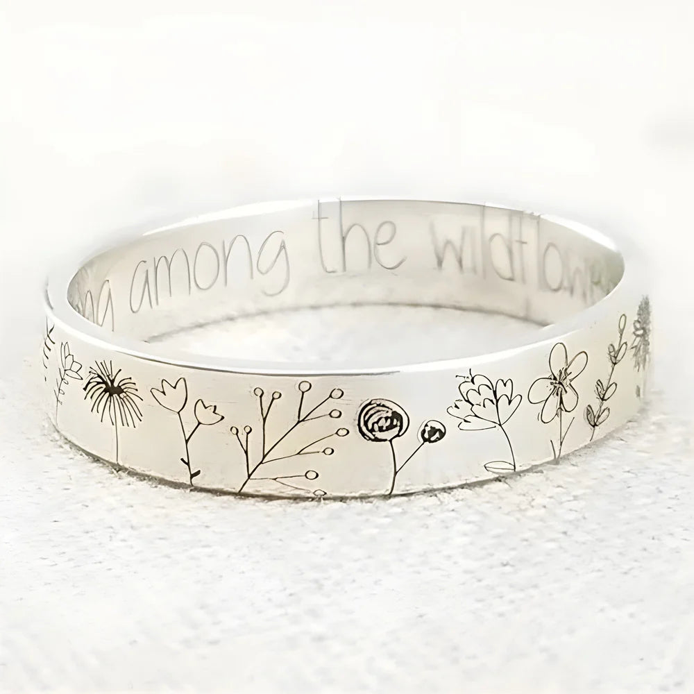 Minimalist Wildflower Silver Ring