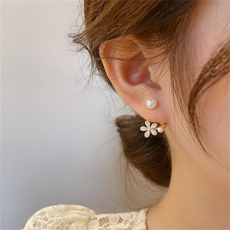 Floral Pearl Stud Earrings