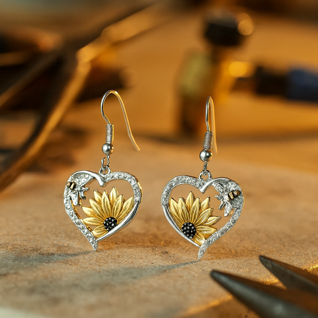 Boho Sunflower Bee Earrings