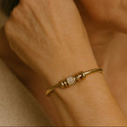 Lustrous Gold Charm Cuff Bracelet