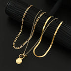 Savira Textured Coin Layered Gold Necklace