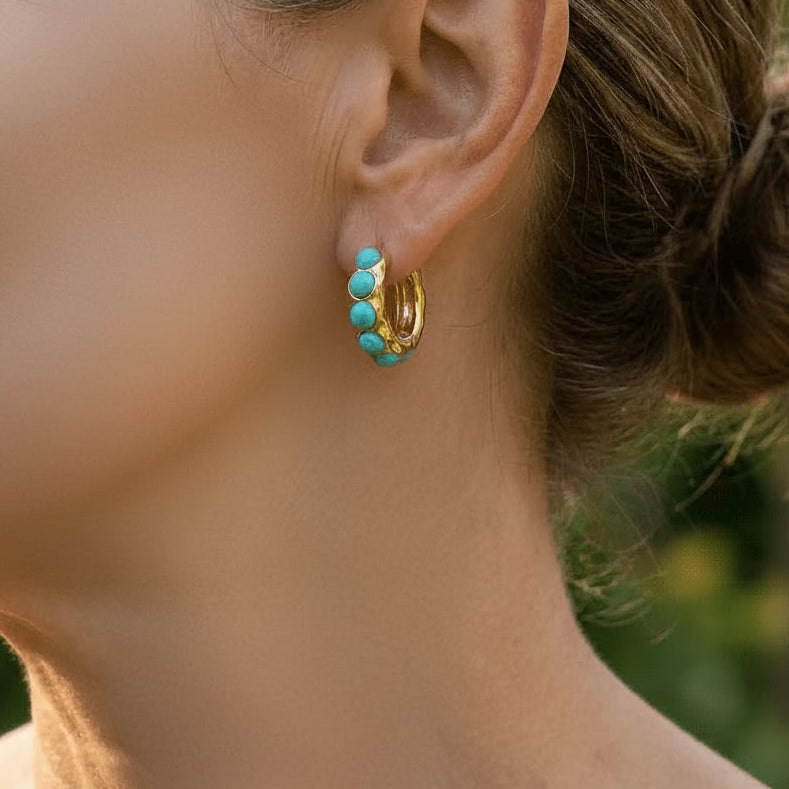 Turquoise Sculpted Hoop Earrings