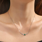 Leaf Inlaid Zirconia Necklace