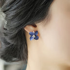 Blue Petal Flower Earrings