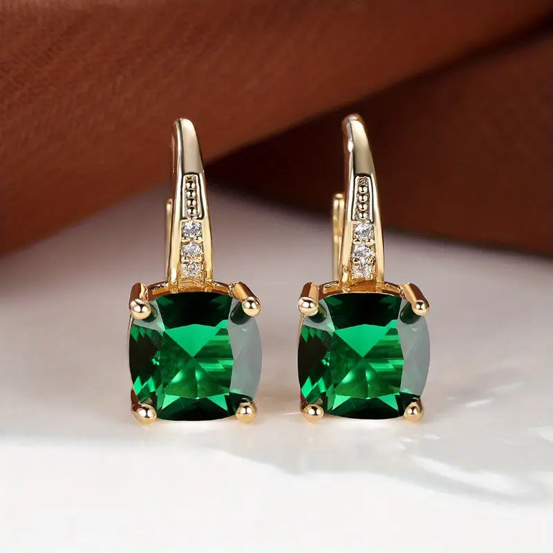 Mystic Stone Gold Hoop Earrings