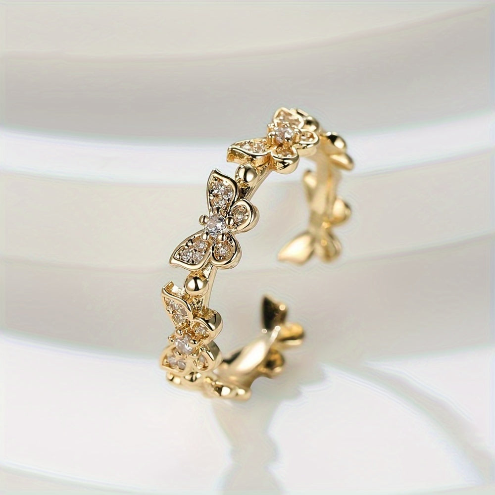Zirconia Butterfly Golden Ring