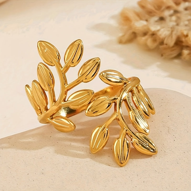 Radiant Forest Leaf Ring