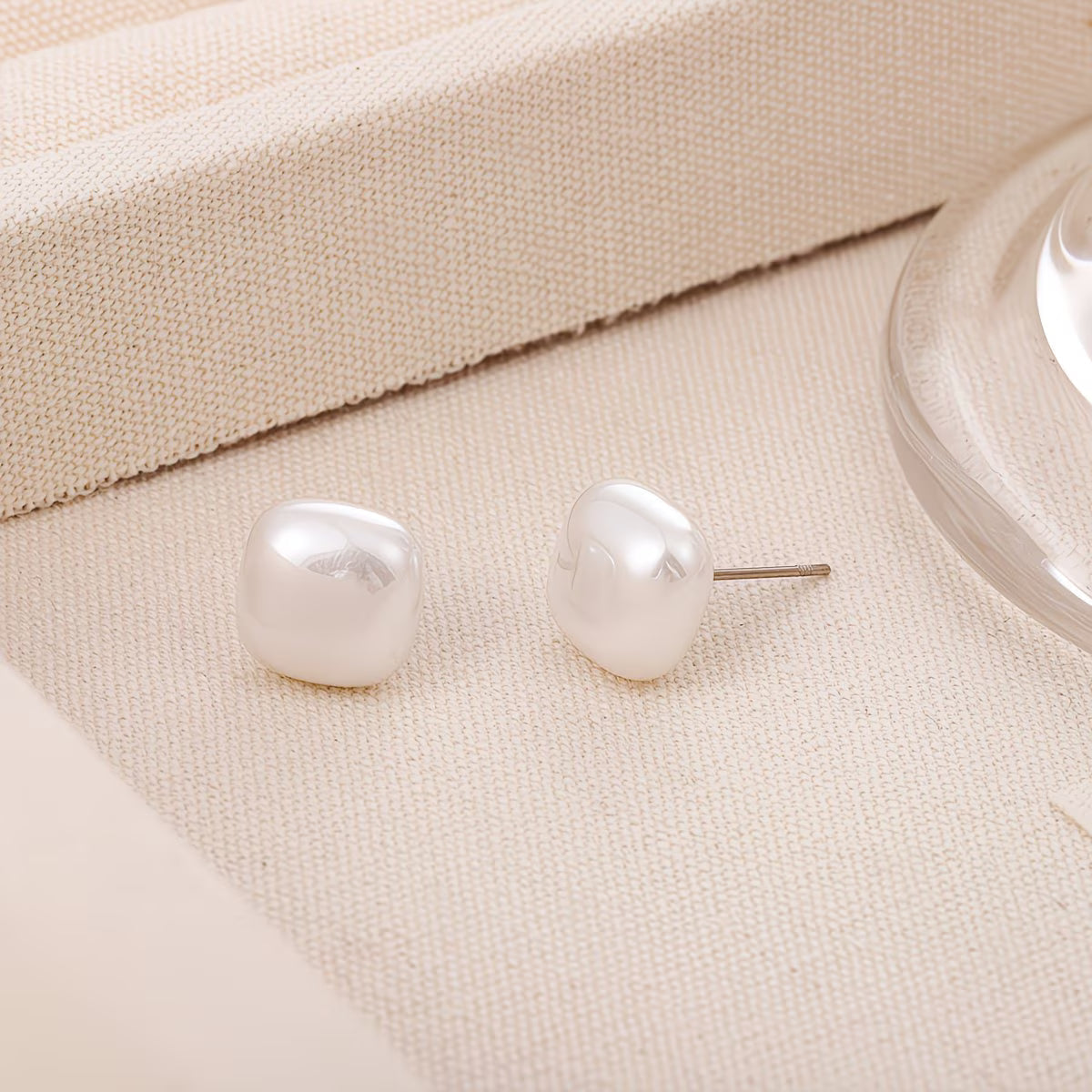 Elegant Square Pearl Stud Earrings