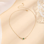 Leaf Inlaid Zirconia Necklace