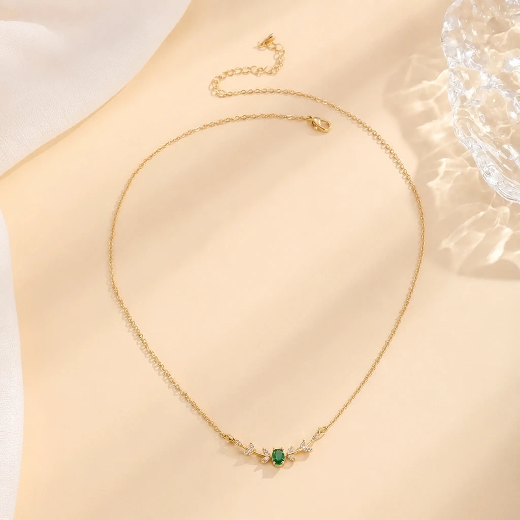 Classic Emerald Marquise Leaf Pendant
