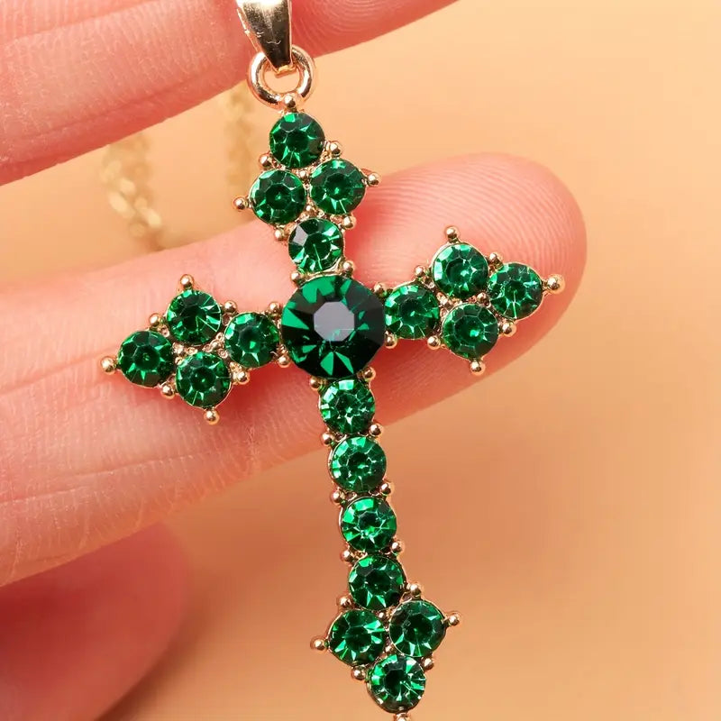 Veridienne Cross Emerald Necklace