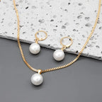 Graceful Pearl Necklace Earrings Set