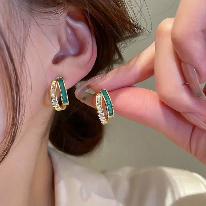 Emerald Double Hoop Earrings