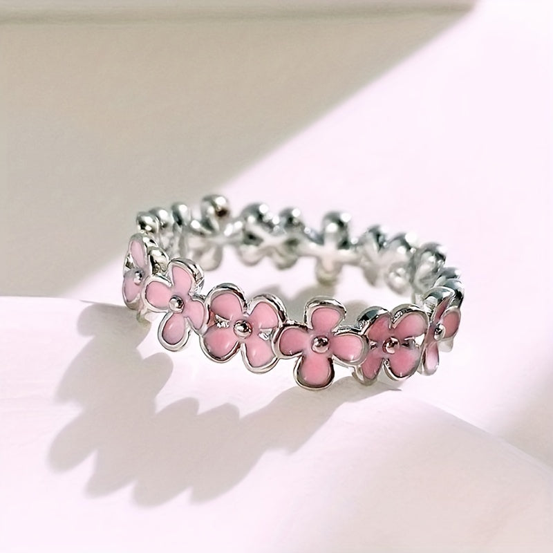 Minimalist Pink Flowers Ring
