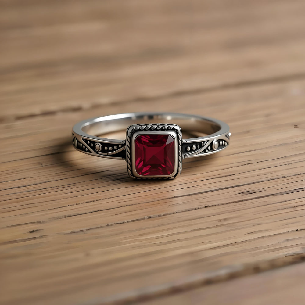 Retro Square Red Ring