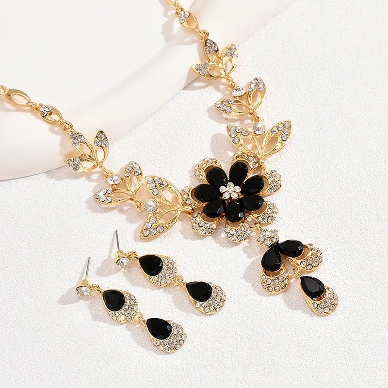 Floral Diamond Necklace Earring Set