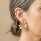 Pearl Cluster Hoop Earrings