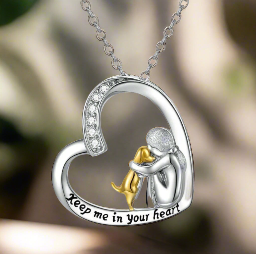 Crystal Dog Heart Necklace