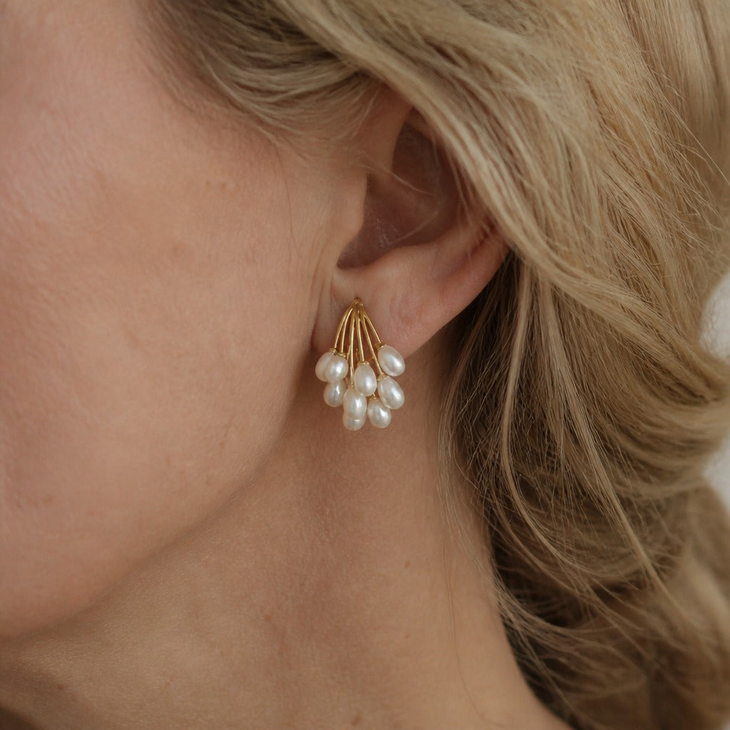 Cascading Pearl Cluster Earrings