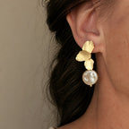 Intricate Floral Pearl Earrings