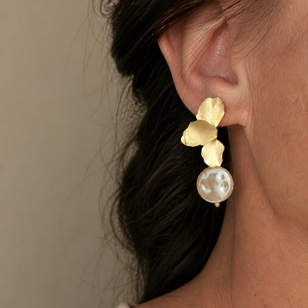 Intricate Floral Pearl Earrings