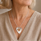 Lustrous Silver Gold Heart Necklace