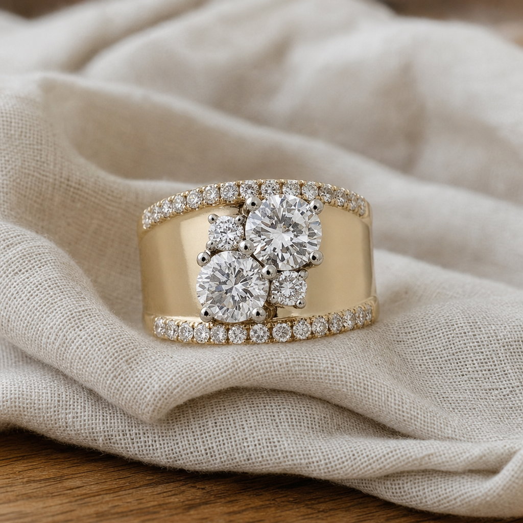 Polished Double Zirconia Ring