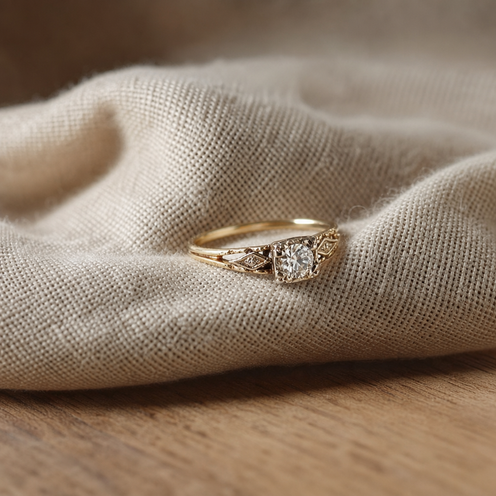 Vintage Fine Gold Zirconia Ring