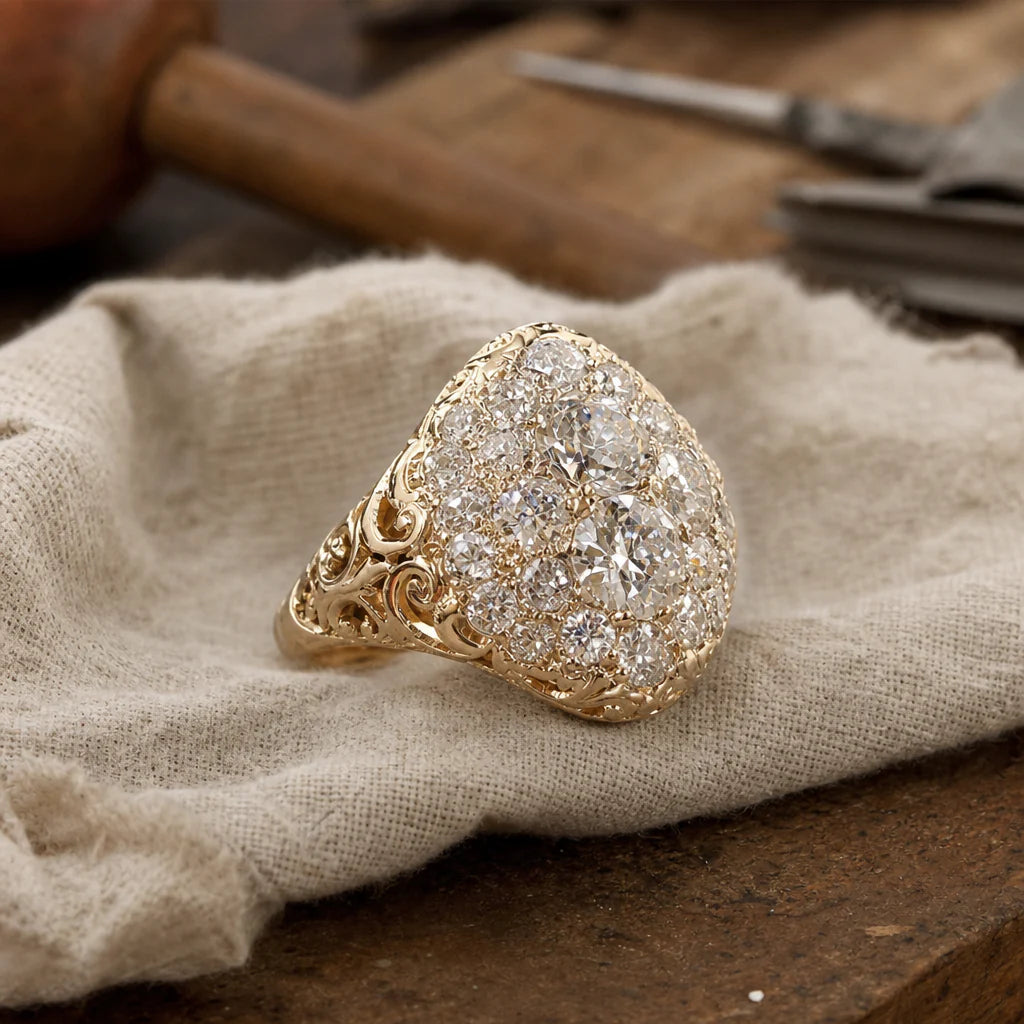 Radiant Gold Round Diamond Ring