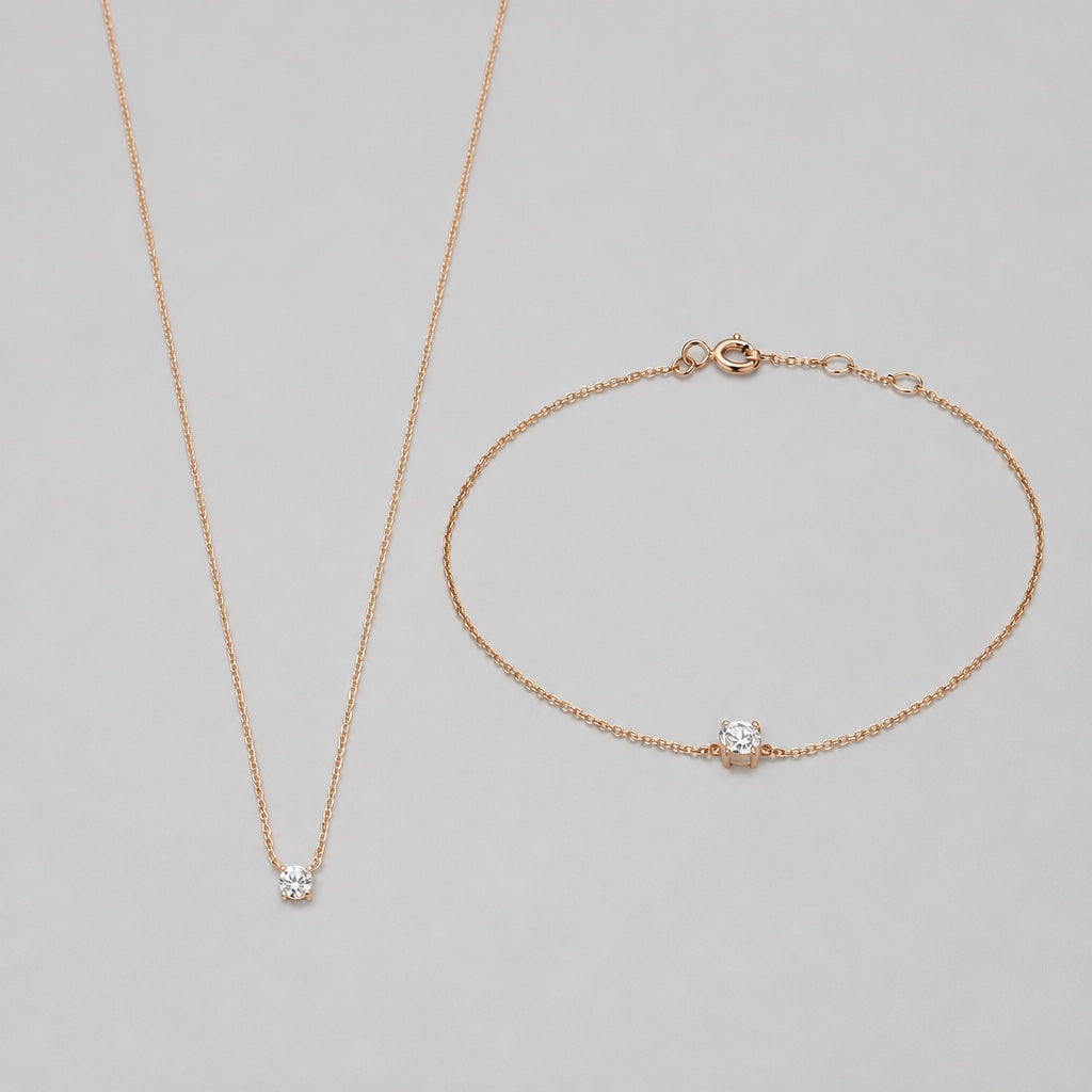 Clea Moissanite Stone Gold Set