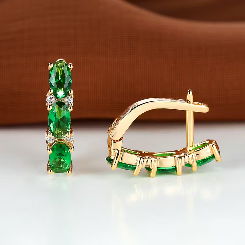 Verdant Emerald Trio Earrings