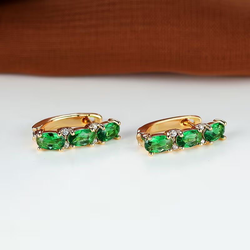Verdant Emerald Trio Earrings