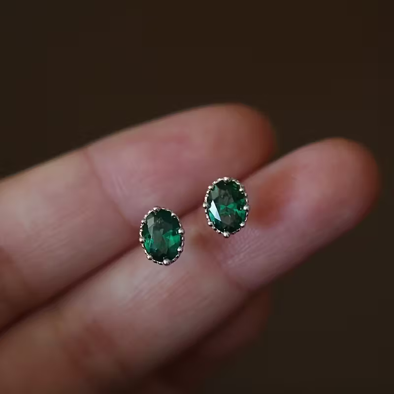 Verdant Oval Statement Earrings