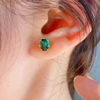 Verdant Oval Statement Earrings