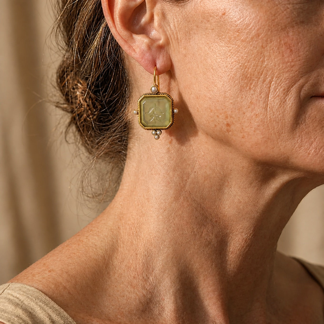 Vintage Pearl Geometric Earrings