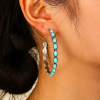 Oval White Gold Hoop Earrings